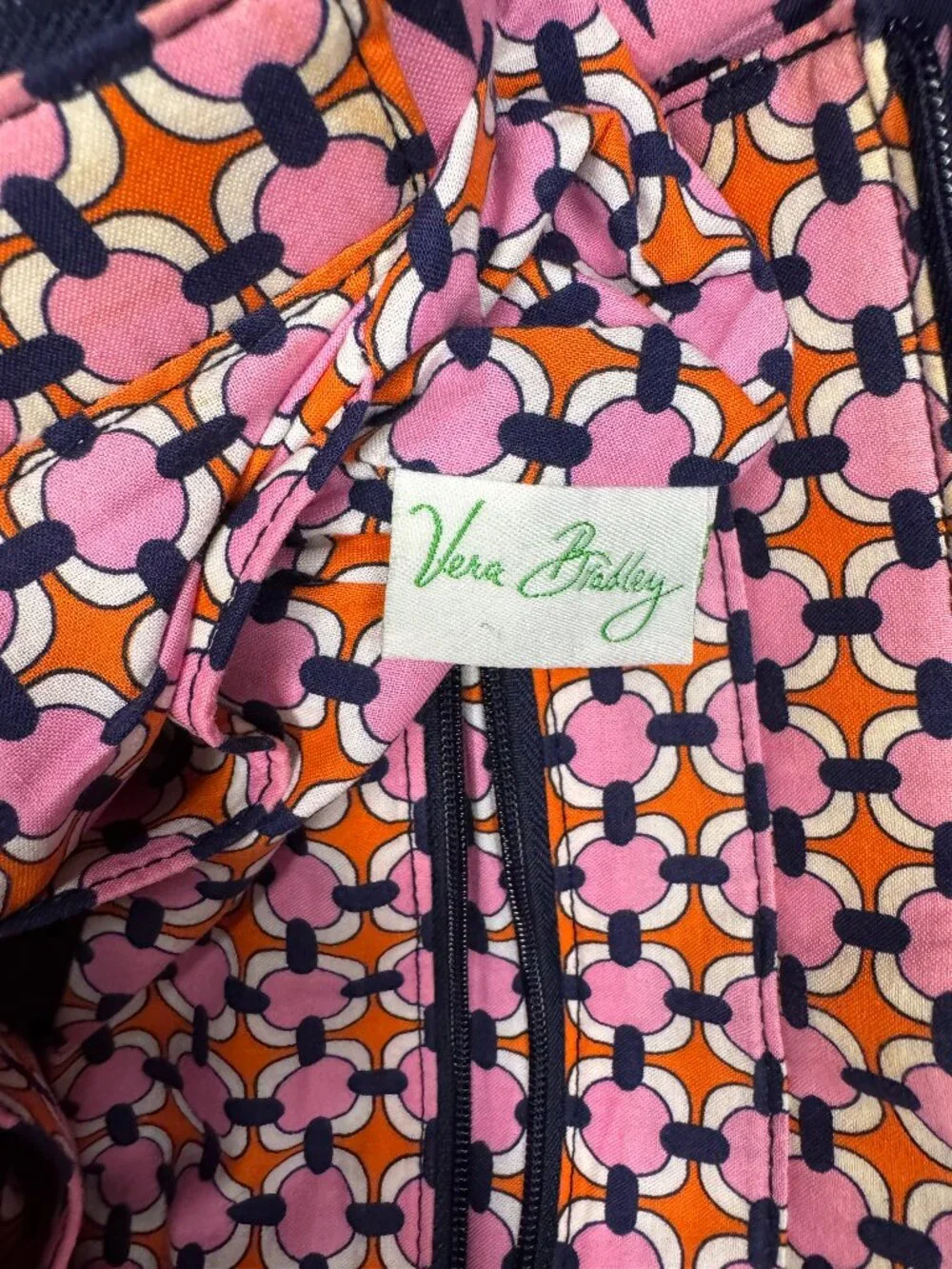 Vera Bradley Loves Me Shoulder Bag Pink Navy Orange Floral Retired O-Ring Handle